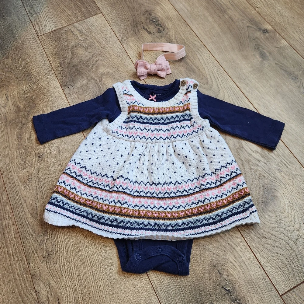 Carter's Navy and White Sweater Dress Set
